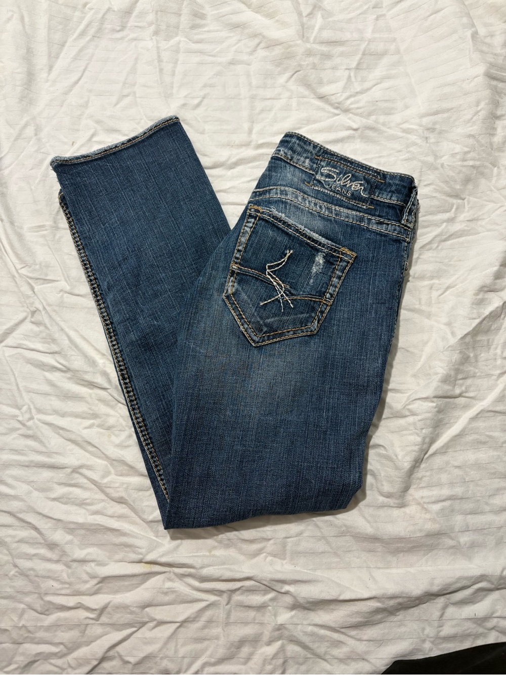 Silver Sam Jeans Dark Blue Jeans with Embroidered Back Pocket